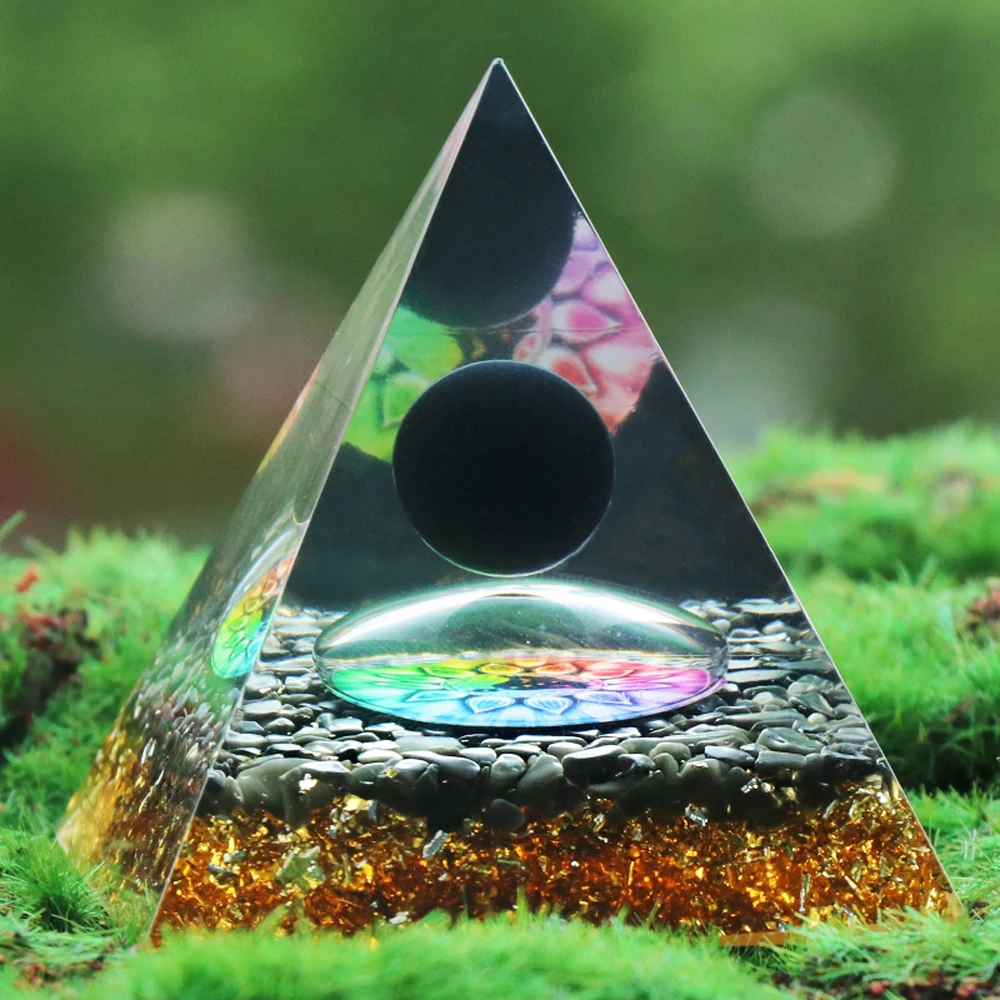 

Natural Semi-precious Stone Furnishing Articles Pyramid Shape Orgonite PyramidBlack Agate for DIY Home Decoration Gift