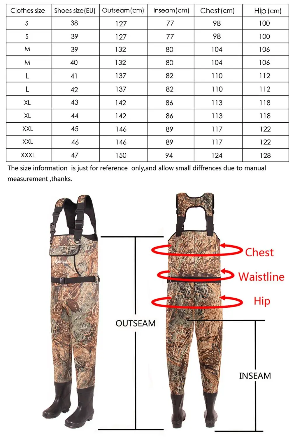 8 Fans Men's Fishing Chest Waders 3-PlyDurable Breathableand