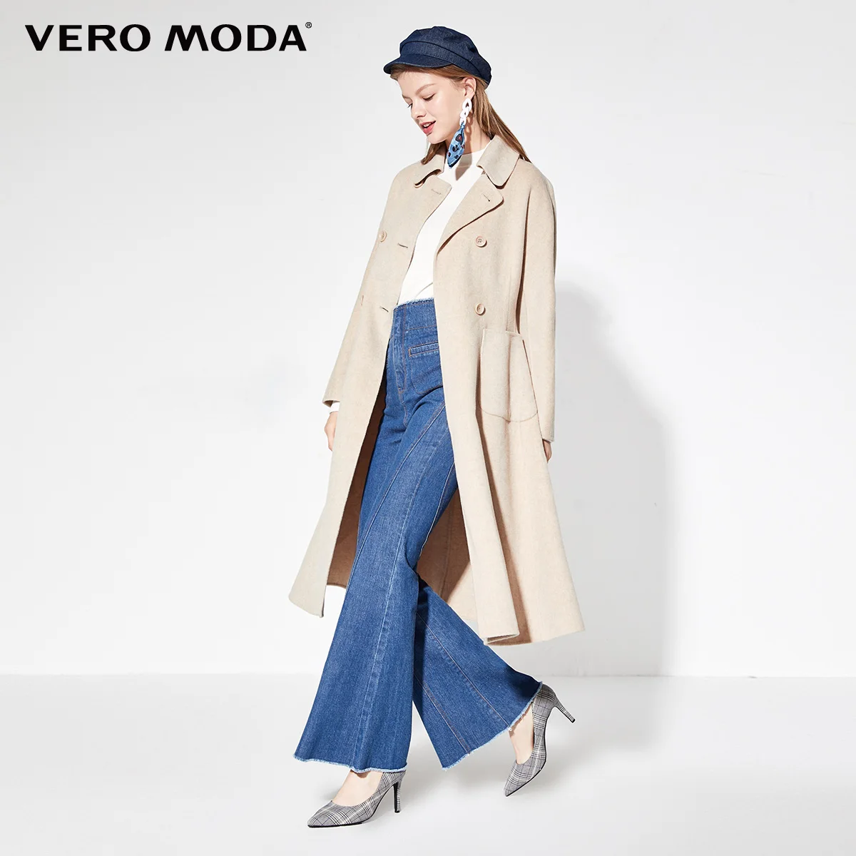 Vero Moda новое шерстяное Двустороннее пальто с декоративным бантом | 319427509 - Цвет: Mushroom cream mel.