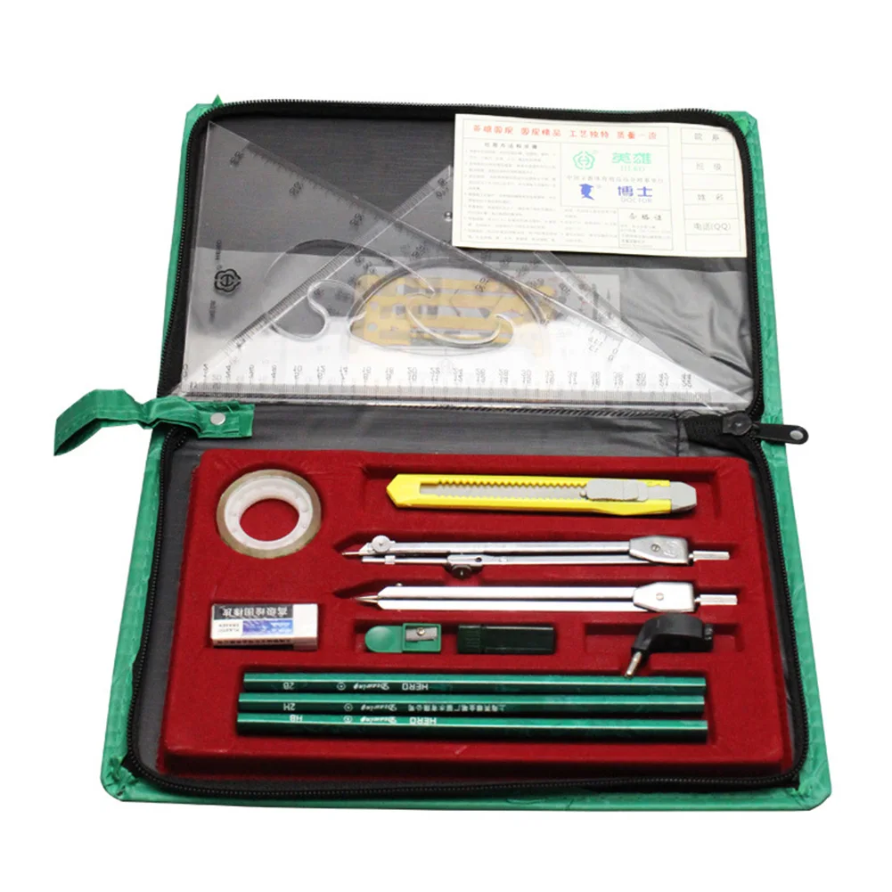 Наборы для рисования детей с треугольной линейкой компасом разделительными