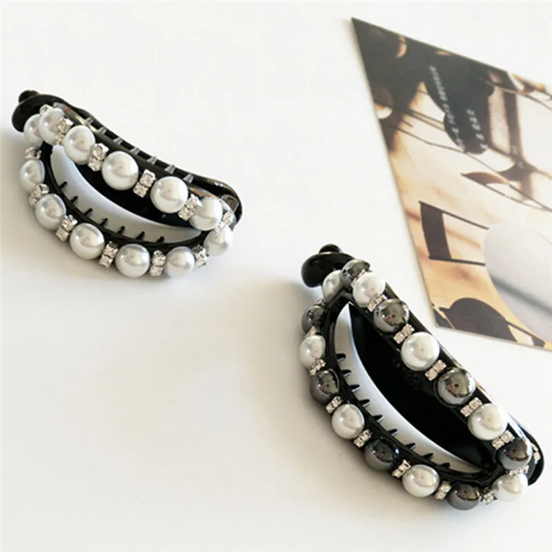 Luxury Pearls Hairpins Hair Ornaments Trendy Hair Clip Shiny Rhinestone Crab Hair Claws For Women Girl Accessories Headwear