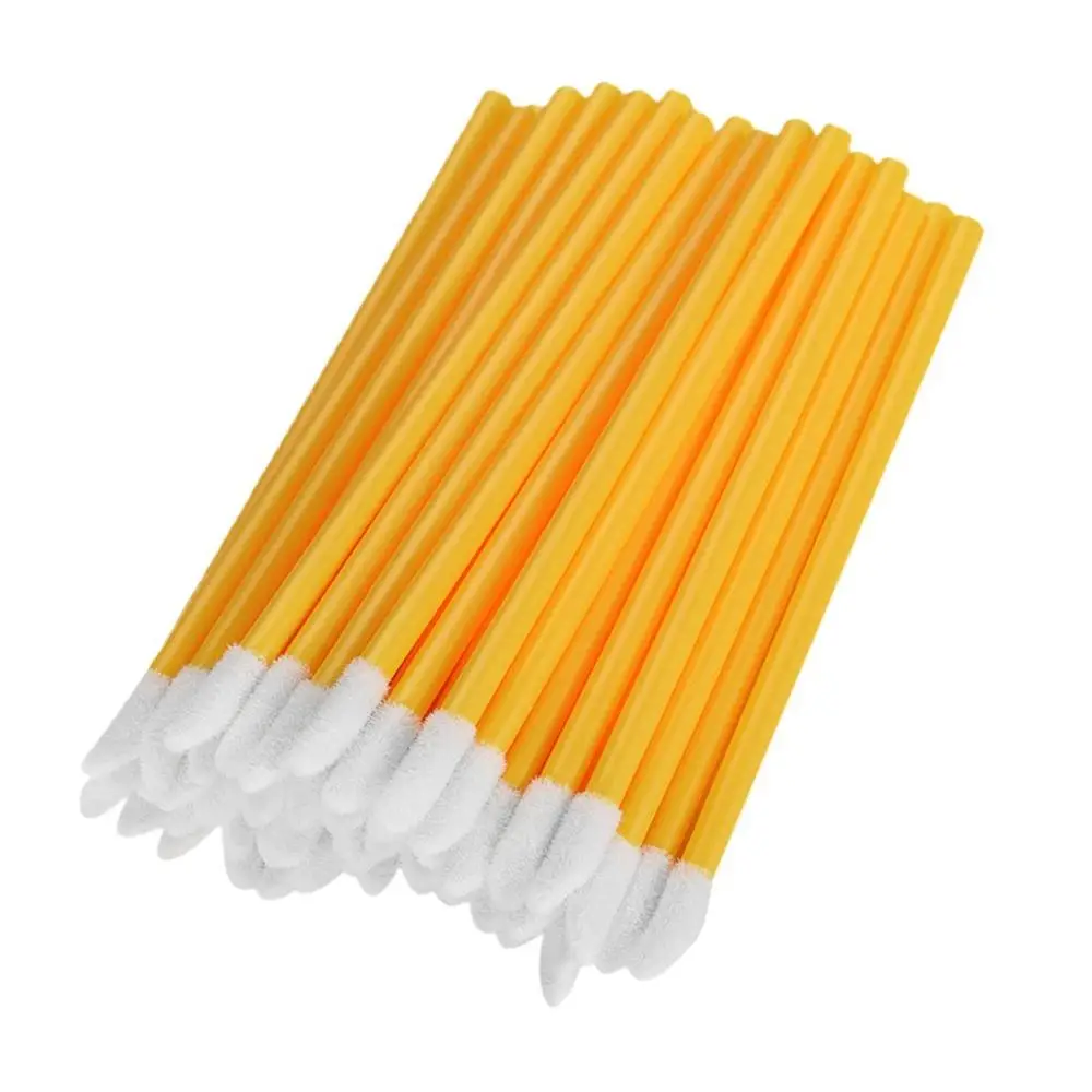 

High Quality 500Pcs New Disposable Portable Lip Brush Fiber Lipstick Gloss Wands Applicator Makeup Tool Brush Yellow Handle
