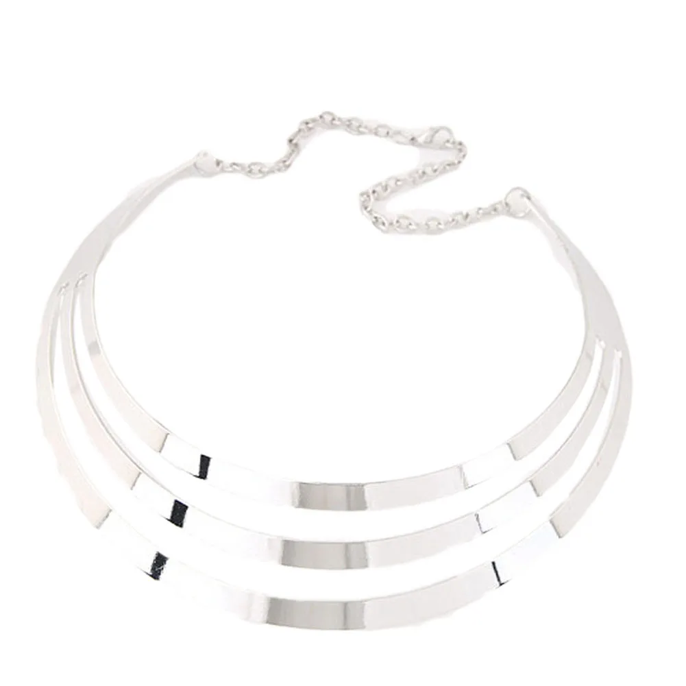 Модное женское ожерелье в стиле панк длинное ожерелье-колье Torque Bijoux3 Layers золотистый цвет, Круглый колье модные украшения