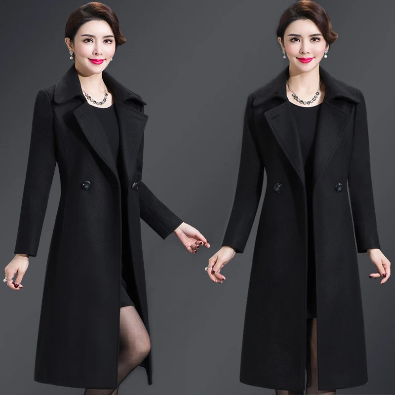 

Women Korean Winter Long Overcoat Female wool Coat Loose Plus Size Outwear Cardigans Long Sleeve Manteau Femme Hiver Elegant