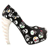 Black White Skull LF80610-2 бежевые вечерние Клубные туфли-лодочки на платформе с принтом черепа розы - Цвет: Black White Skull