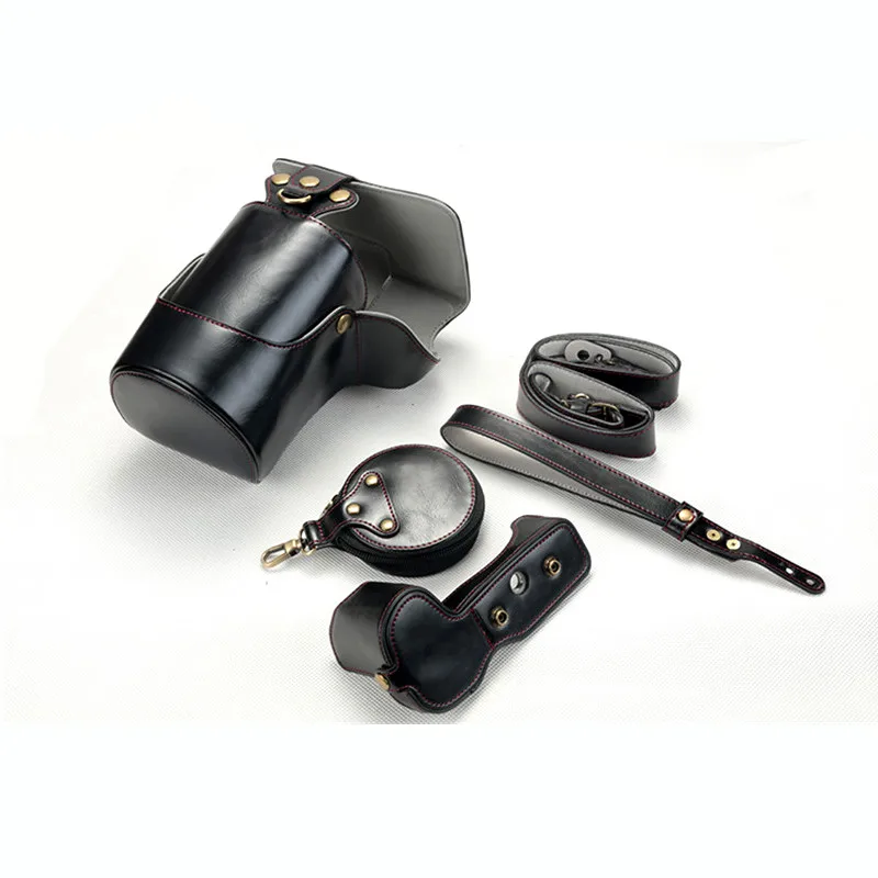 black Подходит для Canon EOS R micro Одиночная pu кожаная сумка для камеры Защитная крышка 20-105 мм eosr Защитная Половина крышка основание открытие - Цвет: black