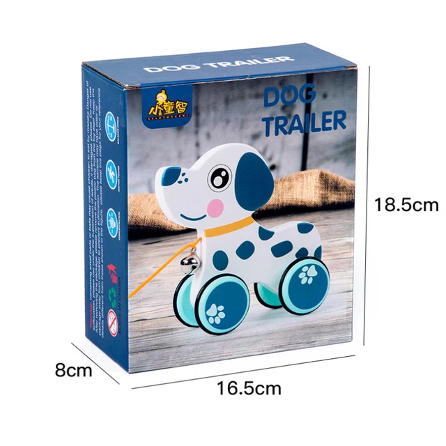 Wooden Cartoon Animal Trailer Children's Early Education Puzzle Hand Pull Rope Push Pull Walker Building Block Toy Car Kawaii 4