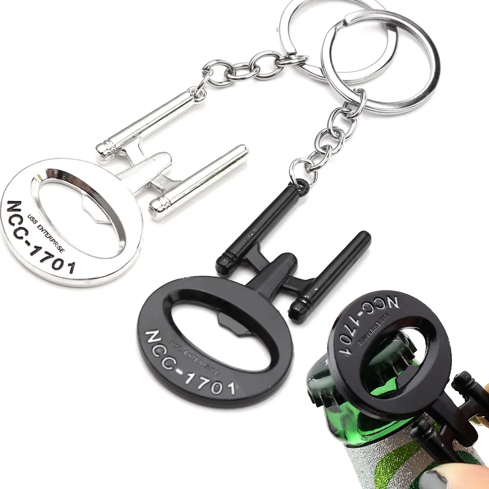 Bottle Opener Spacecraft Keychain keyring 2 Colors NCC 1701 Keychains metal Silvery Black For Jewelry Gift Men's hanged | Украшения и