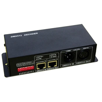 

3CH DMX 512 decoder DC12V 24V 4A*3CH 12A Max Three CMOS drian-open output led controller for RGB led Strip lamp WS-DMX-NET-K-3CH