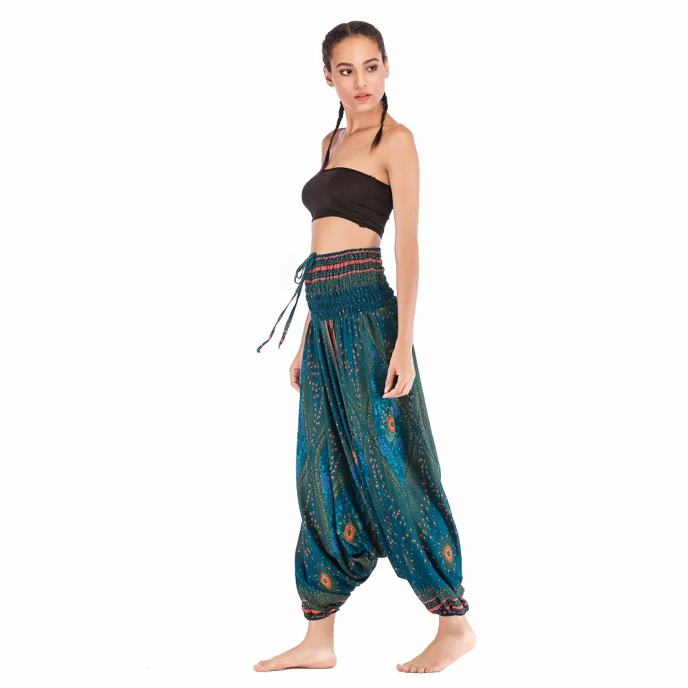 Big Peacock Eye Teal Blue jumpsuit harem pant BPEJ003 (3)