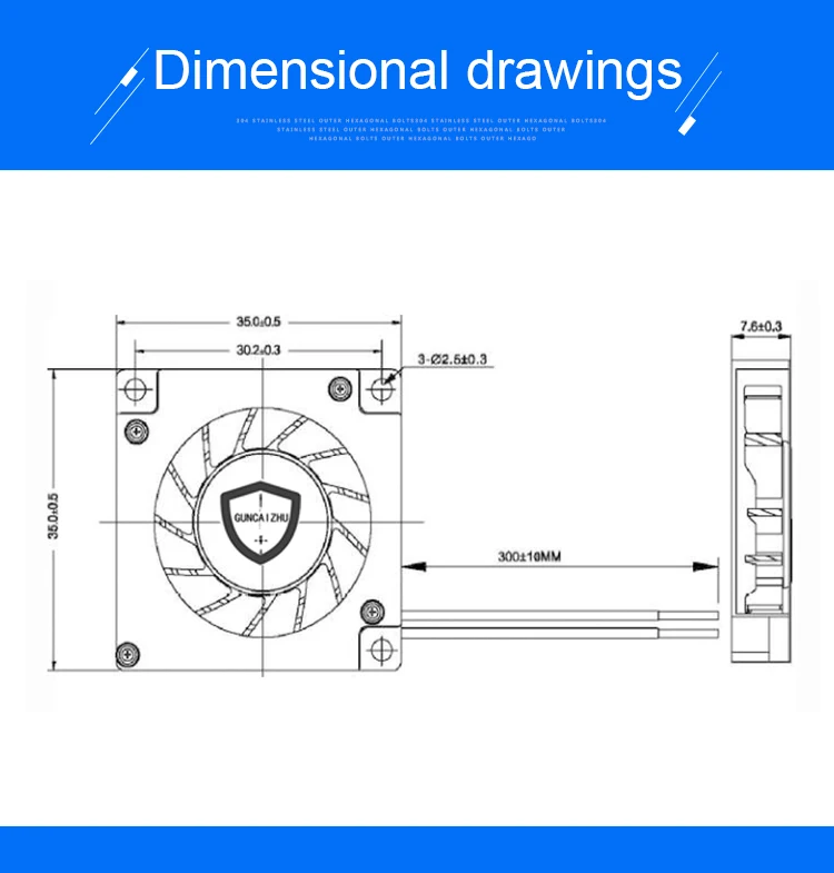 Description Picture 3 of itemACP-3507 3.5cm 35x35x7mm 35mm blower fan DC5V DC12V Ultra-thin cooling fan suitable for projector and DIY transformation cooling
