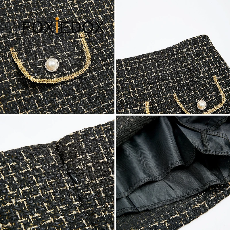 Young Gee Tweed мини юбка для женщин осень весна белые черные шикарные короткие с высокой талией офисные женские Рабочие юбки Faldas Mujer