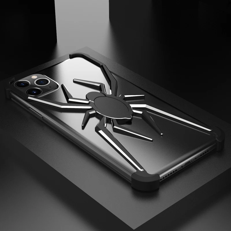 Стильный чехол с элементами паука 2 в 1 для iPhone 11 Pro Max, роскошный тонкий алюминиевый металлический бампер, чехол для iPhone 11/Pro/Max