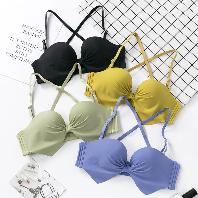 

BEFORW Adjustable Simple Half Cup Bras For Women Backless Wireless Bralette Comfortable Seamless Push Up Bra Sexy Lingerie