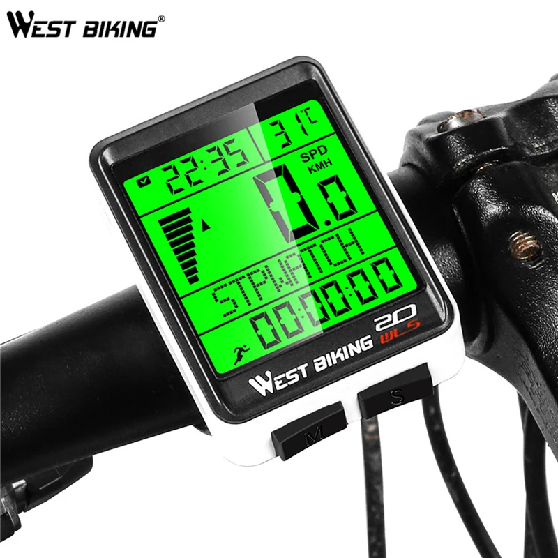 WEST BIKING водонепроницаемый велосипедный компьютер беспроводной 5 язык Велоспорт одометр Многофункциональный Обновление Запчасти