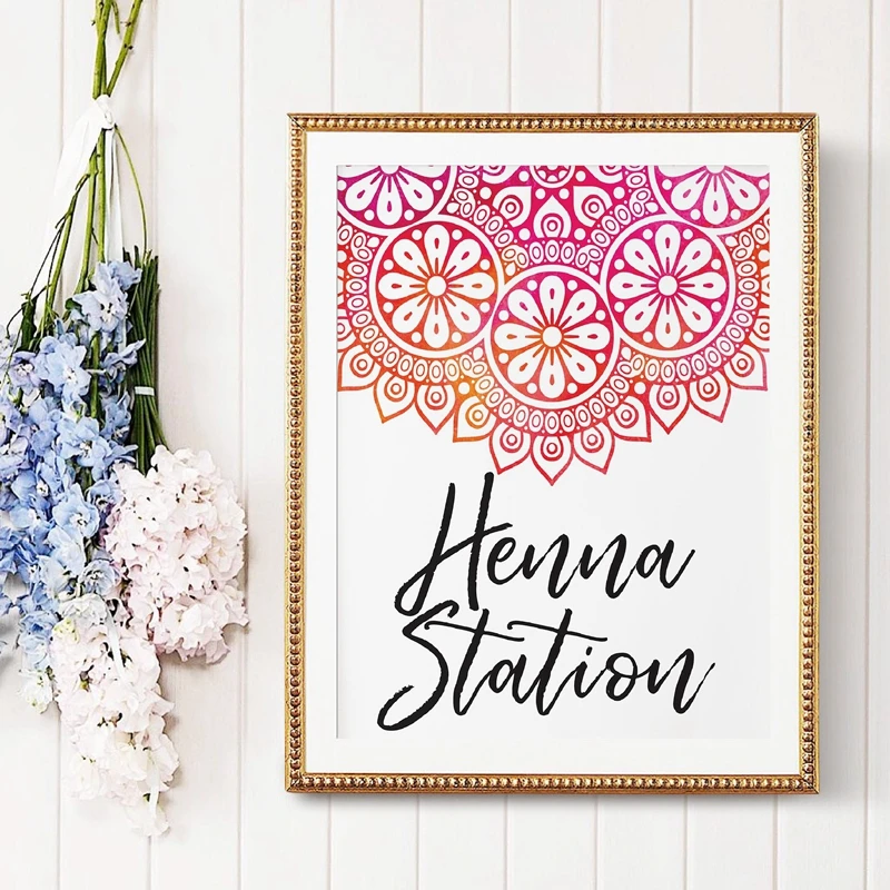 Хна станция печати мира Мандала тема плакат Wall Art Холст Картина вечерние Декор