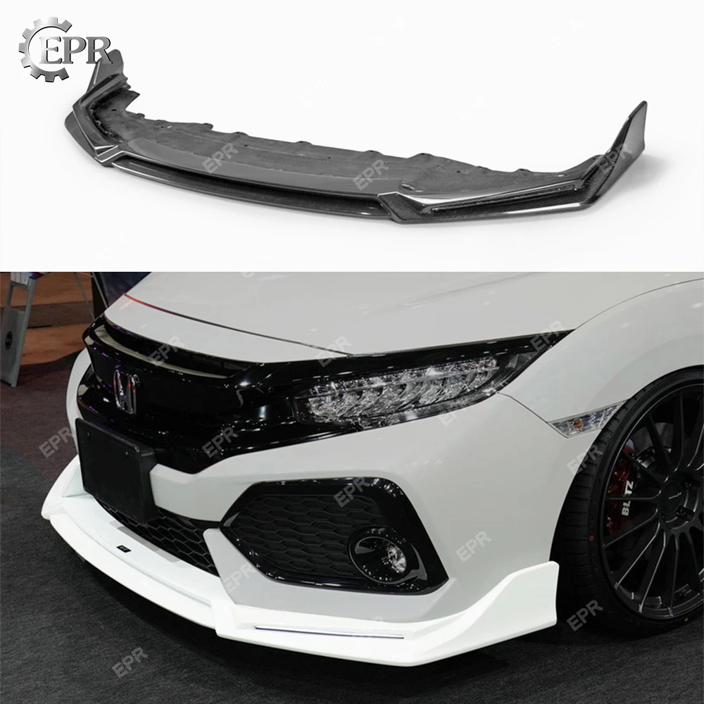 Для Civic FK7 хэтчбек БТЗ стиль углеродное волокно Передняя губная отделка