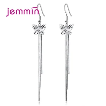 

Boutique Women 925 Sterling Silver Tassel Long Drop Earrings Bowknot Pierced Dangle Earing Party Wedding Eardrop Jewelry