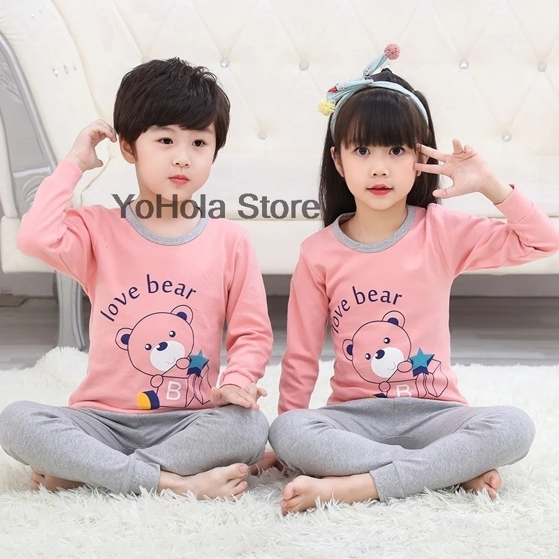 Kids Pajamas Children Sleepwear Baby Pajamas Sets Boys Girls Cartoon Pyjamas Pijamas Cotton Nightwear Clothes Kids Homewear pajama sets couple	