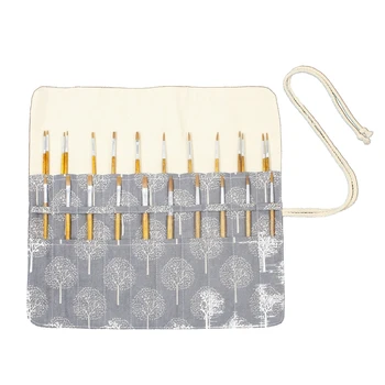 

20 Holes 15 Inches Artist Paint Brushes Case Roll Up Pen Holder Canvas Pouch Bag (Grey Tree Without Brushes)