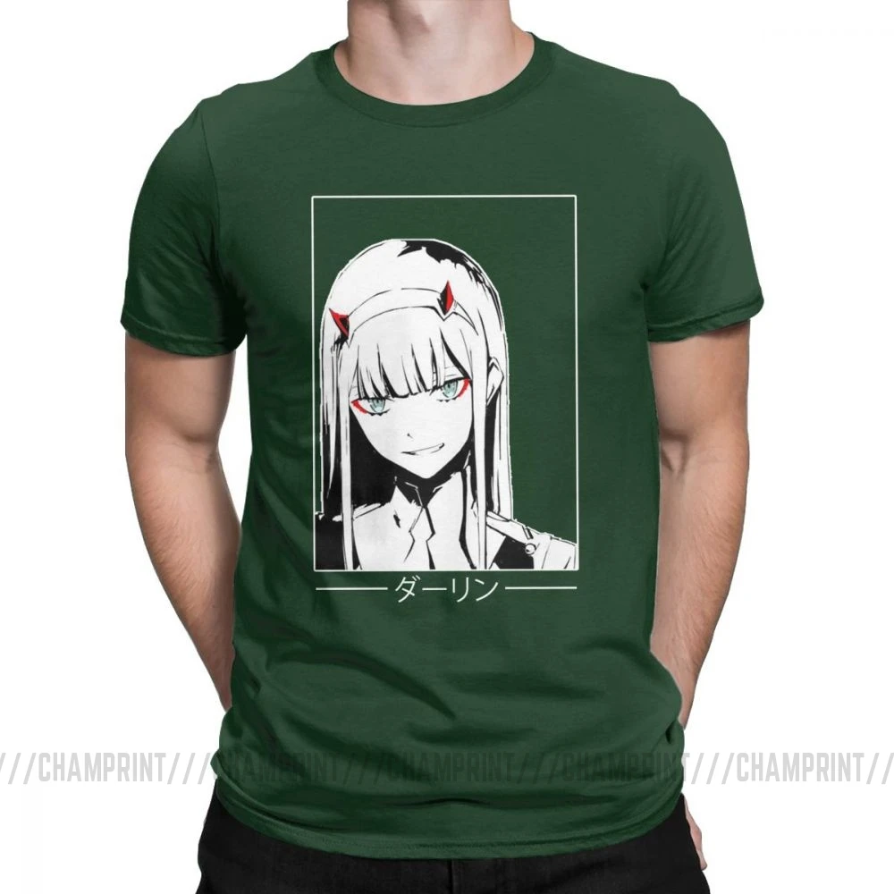 Крутая футболка Zero Two Darling In The Franxx Movie, футболка для мужчин, хлопок, футболки смешного размера плюс, топы, Новое поступление одежда - Цвет: Forest Green