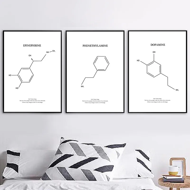 Dopamine Molecule Structure Wall Art Canvas Painting Poster And Print Molecular Picture Chemistry Science Decor Room | Дом и сад