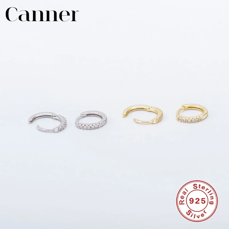 Canner 925 пробы серебряные круглые циркониевые золотые серебряные маленькие серьги-кольца для женщин корейские модные серьги ювелирные изделия Прямая поставка
