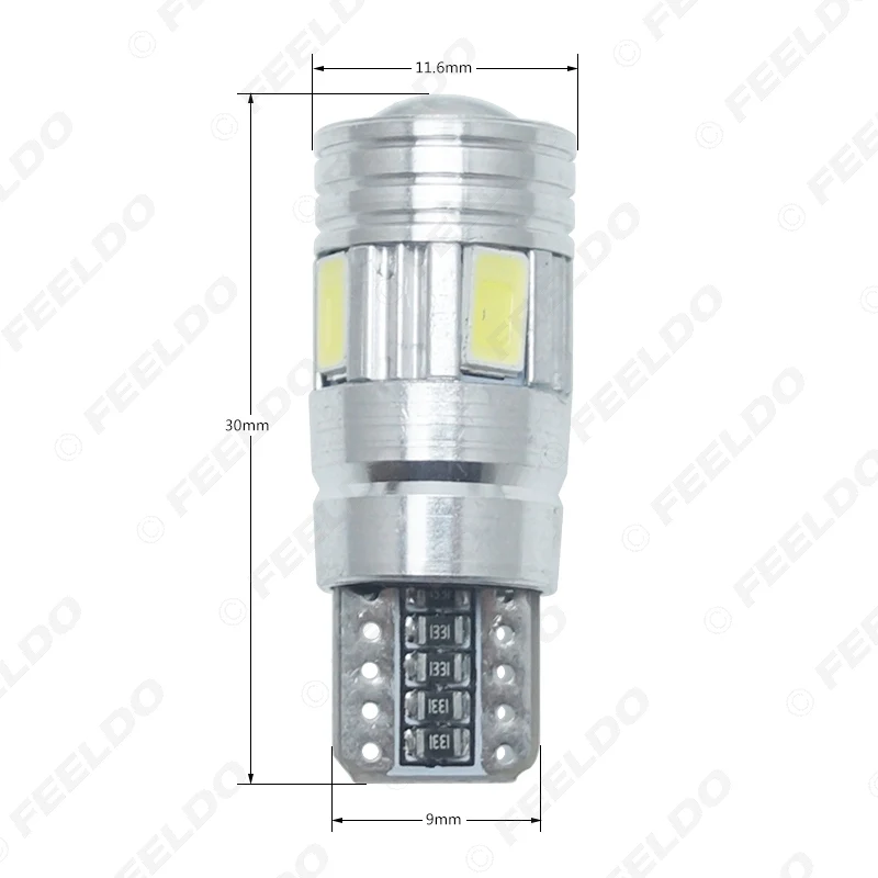 50 шт. белый 5630 6SMD 6 светодиодный T10 клиновидный объектив светодиодный свет лампы с CANbus гальванической постоянного тока DC12V~ 14,5 V 6000~ 6500K