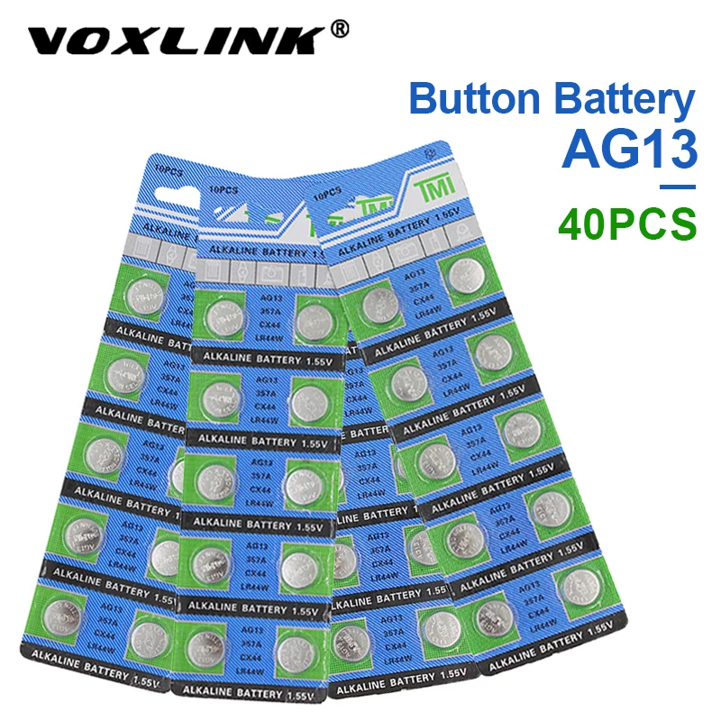 VOXLINK 40 шт. AG13 аккумулятор 1,55 в кнопочный элемент LR44/357 для камеры часы компьютерная игрушка Батарея дистанционного управления