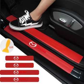 

Car styling 4PCS Car Door Threshold Carbon Fiber Scuff Plate Sticker For Mazda Demio 2 3 5 6 M2 M3 M5 M6 CX-5 CX-7 CX-9 RX-8 MX5
