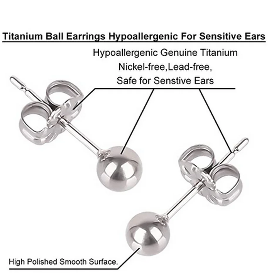 3-8mm Simple Ball Earrings Titanium Stud Earring Multi Ear Piercing Jewelry Gothic Men Women Girls Anti Allergic Body Accessory 5