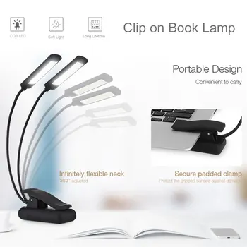 

Adjustable LED Clip Booklight Rechargeable Desk Lamp 3 Modes Portable Torch Reading Light Flexible Book Lamp Piano Study