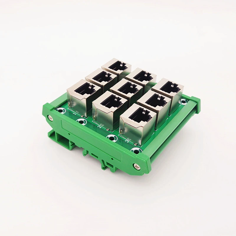 Produktbild von RJ45 9-Port Ethernet Adapter Auf Schraubklemme – Für DIN-Schiene, Kompakt, Für RS485/RS232/DMX512