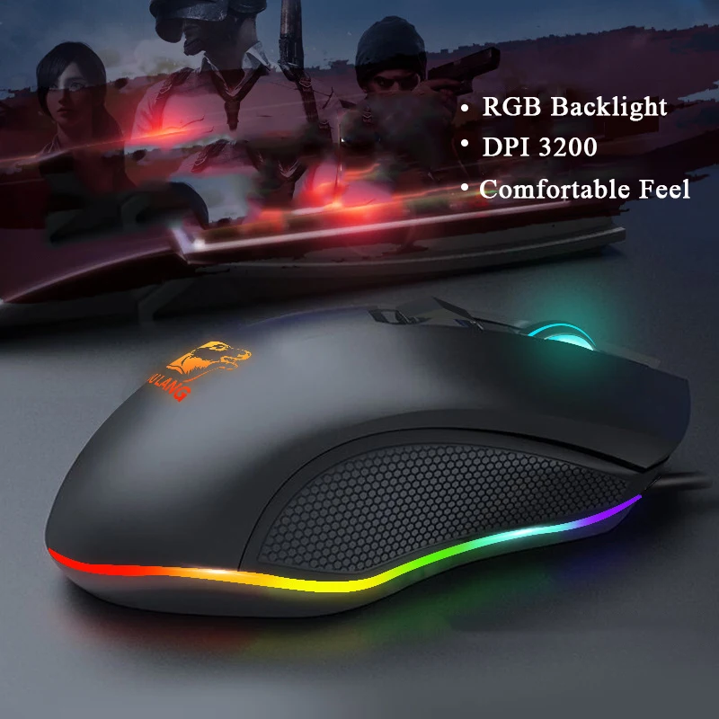 Проводная игровая мышь компьютерная геймер 3200 dpi RGB подсветка оптический, эргономический мышь для портативных ПК Игровые мыши