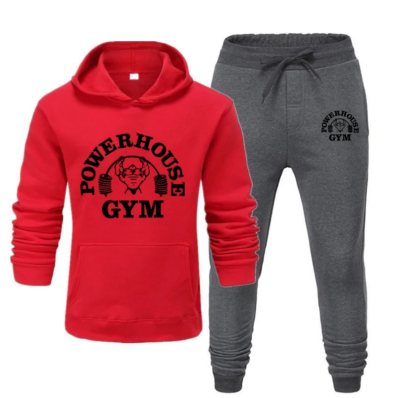 Men's Sportswear Sets Casual Tracksuit 2 Piece Sweatshirt Sweatpants Suit Autumn Winter Hooded Thick Top
