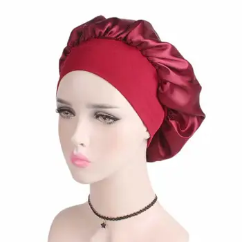 

2pcs Wide Side Elastic Nightcap Satin Sleeping Cap Hair Loss Chemotherapy Hats Beanie with Soft Elastic Band for Women Girls