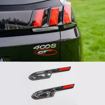

3D Car Side Badge Emblem Decals Car Accessories ABS Chrome GT Letters Logo For Peugeot 4008 5008 Auto Decoration Styling