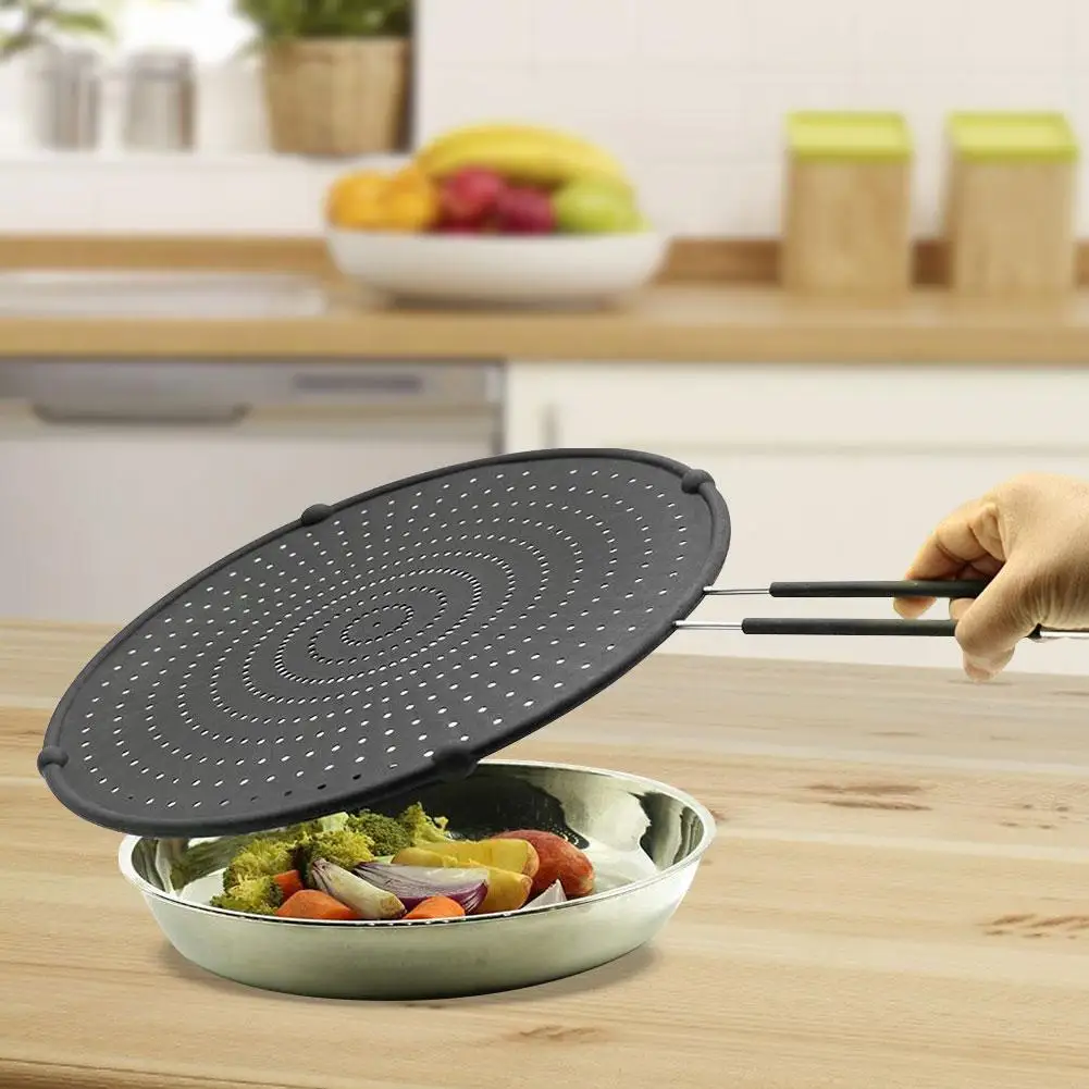 

Splatter Screen Guard Nonstick Oil Grease Pan Lid for Frying Pan Skillet Cooking Silicone #BW