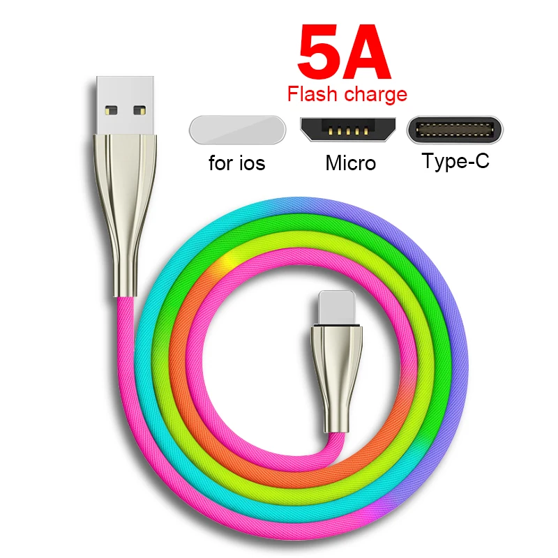USB кабель для зарядки и передачи данных type-C Micro USB Мобильный телефон 5A Android супер зарядное устройство USB линия передачи данных быстрое зарядное устройство кабель для ios 1 м