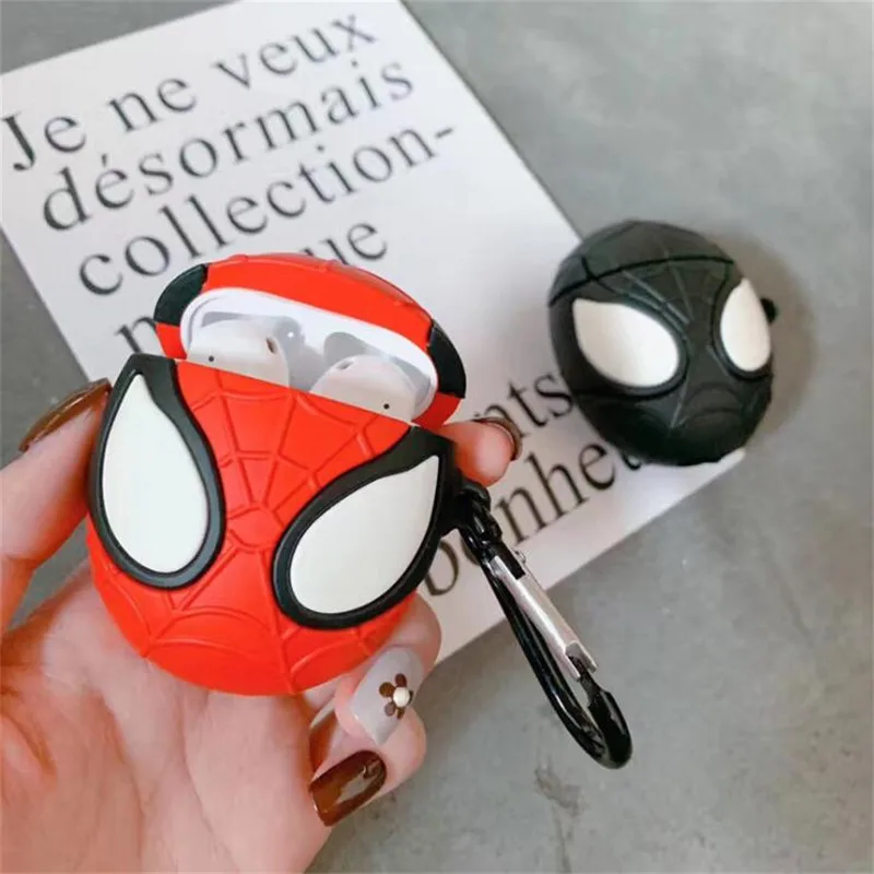Marvel мультфильм аниме Airpods силиконовый чехол Супермен, супергерой Человек-паук Бэтмен, Железный человек Bluetooth гарнитура зарядное устройство силиконовый чехол