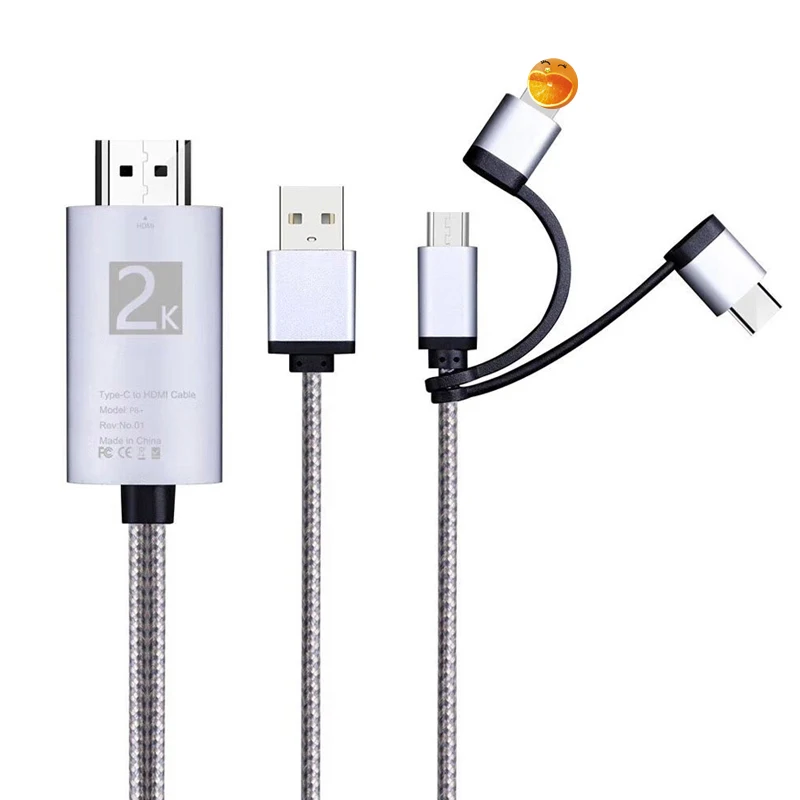 OUSU HDMI VGA адаптер 3 в 1 HDMI кабель для iphone HDMI конвертер микро Тип C цифровой кабель разветвитель для планшета проектор ТВ - Цвет: 3in1 HDMI silver