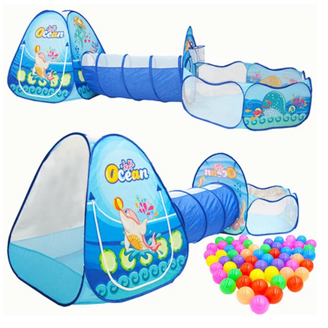 3 Pcs/set Children's Tent Tipi Ball Pool for Kids Portable Baby Wigwam Playhouse with Crawling Tunnel Baby Ocean Ball Pit Teepee 1