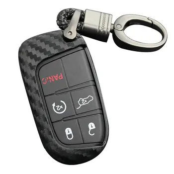 

Carbon Fiber Key Fob Chain For Jeep Dodge Chrysler Accessories Cover Case