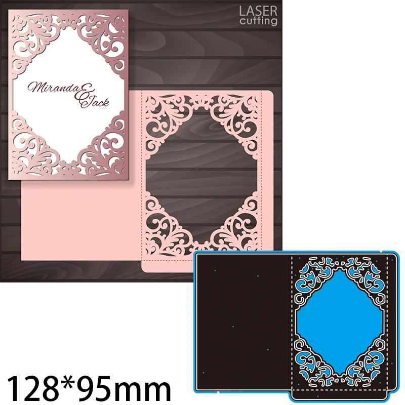 

128*95mm Rectangle Lacniess Flower New Cutting Dies Scrapbook Decoration Embossing Paper Craft Album Card Punch Knife Mold