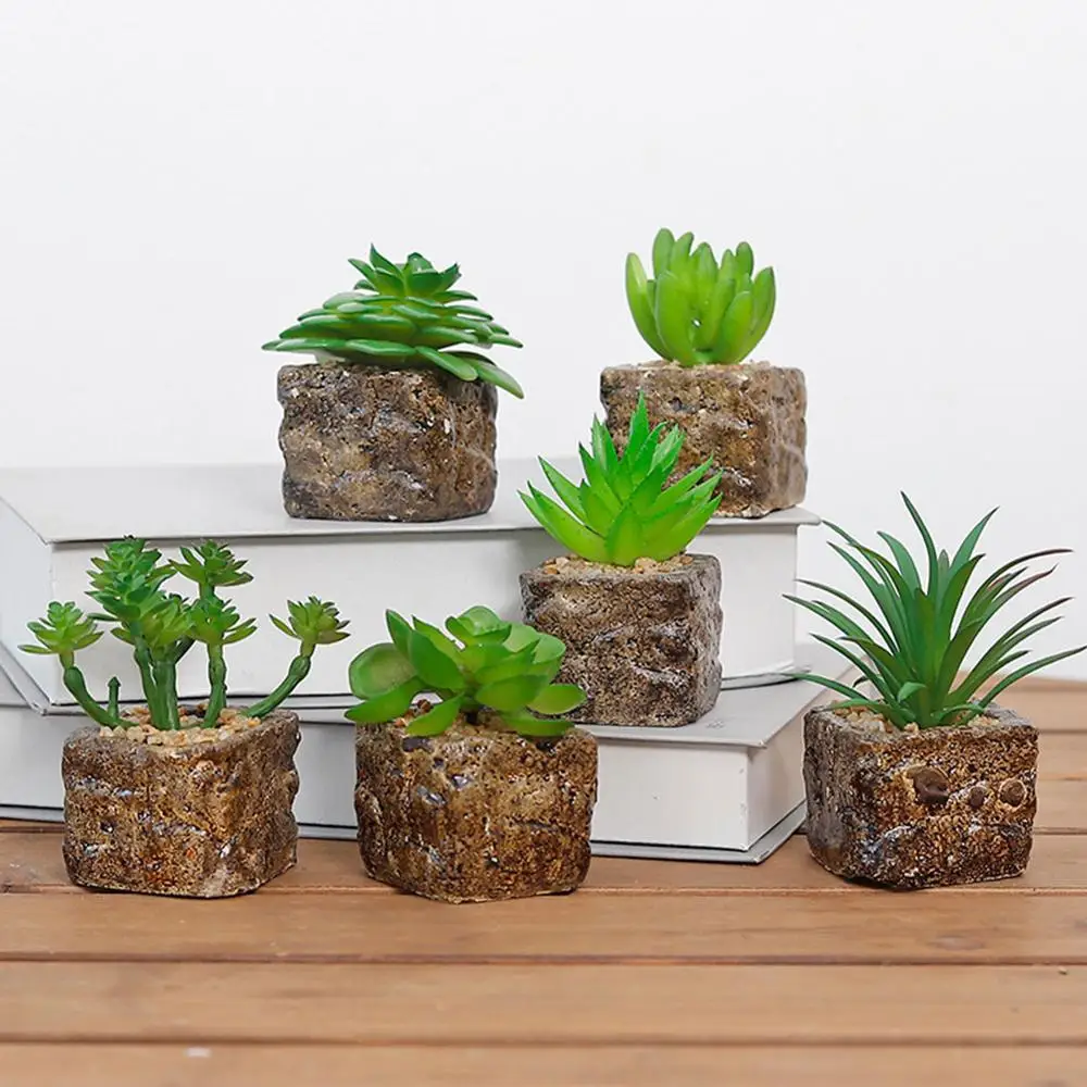 

Mini Artificial Succulents Pot Plant Plastic Bonsai Home Office Garden Decor