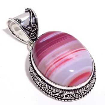 

Botswana Agate Pendant Silver Overlay over Copper Jewelry , 45 mm, P7572