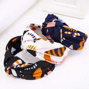 

Haimeikang New Printed Headband Cross Knotting Fabric Bezel Hairpin Headdress Fashion ladies Wide-brimmed Hair Accessories