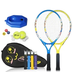 Kids Tennis Racket Carbon Aluminum Alloy Raqueta Paddle Parent Beginner Children Trainning Racquet With Bag Trainer Ball