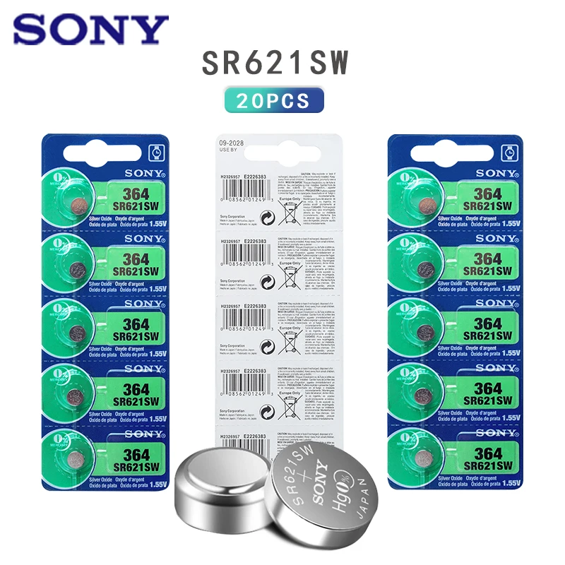 pcs Lot Sony 364 Original 1 55v Silver Oxide Watch Battery 364 Sr621sw V364 Sr60 Sr621 Ag1 Button Coin Cell Made In Japan Button Cell Batteries Aliexpress