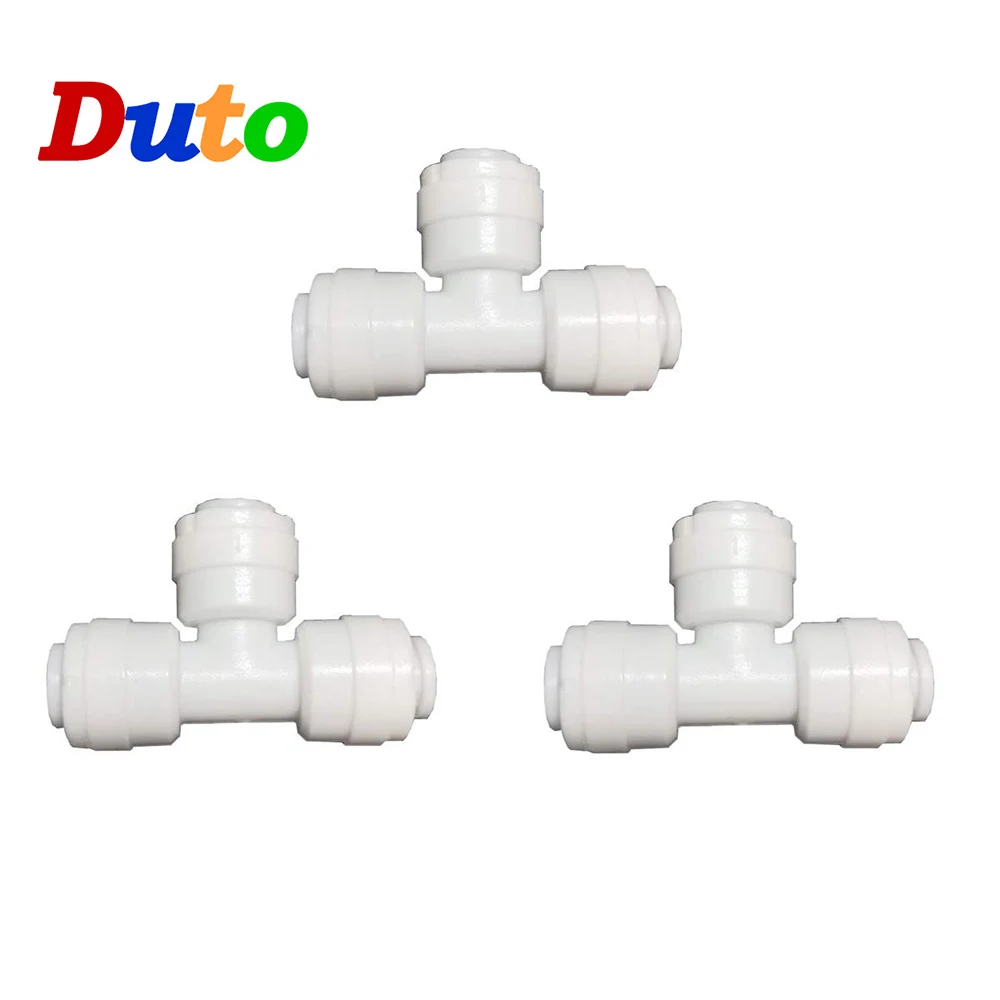 

RO Water 3Ways T shap Quick Coupling Fitting 1/4" OD Hose leak-proof 1/4" BSP Reverse Osmosis System Plastic Pipe Connector